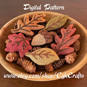 Autumn Fall Leaves/Acorn Punch Needle Bowl Fillers PDF Digital Download Pattern/E-Pattern
