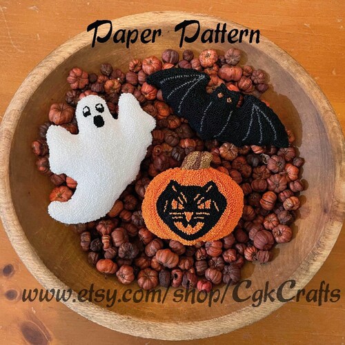 Halloween Punch Needle Paper Pattern Bowl Fillers/Oil Can Toppers