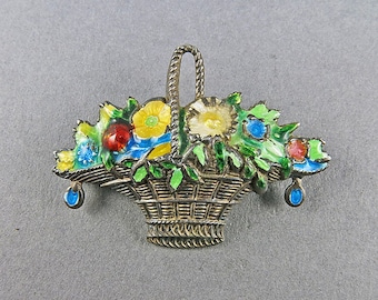 Antique Silver Brooch Green Enamel Brooch Antique Jewellery Antique Collectibles