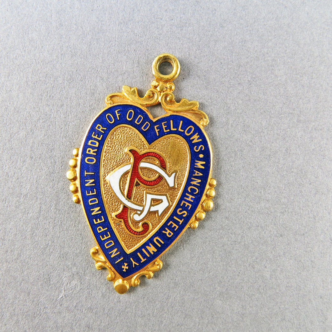 Vintage 9k Gold Pendant Blue Enamel Jewelry Solid Gold Jewelry English