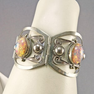 Vintage Sterling Braclet mit Cezch Glasperlen Silber Armreif ethnischen Schmuck mexikanischen Taxco Armreif