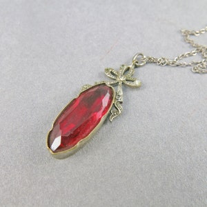 Vintage ketting robijn glas hanger ketting ketting ketting antiek verzamelobjecten