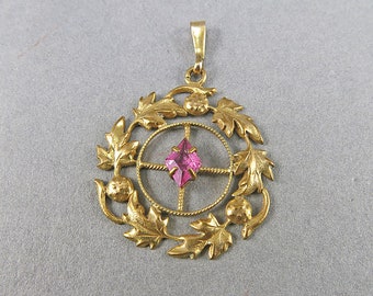 Vintage Gold Filled Pendant With Faceted Ruby Glass Vintage Jewelry