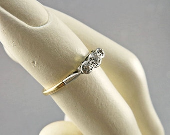 Antique Diamond Ring In 9ct Yellow Gold Band Engagement Ring Antique Jewelry