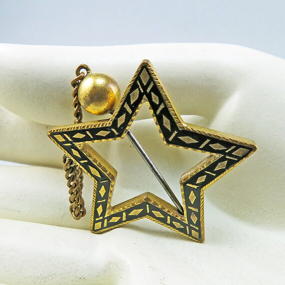 Broche Ou Boucle De Jabot Ancienne En Métal Doré Avec Brillants - Bijou Vintage Français