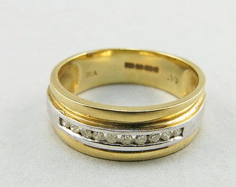 Vintage 9ct Gold And Diamond Ring Solid Gold Ring White And Yellow Gold Ring Wedding Ring Love Token