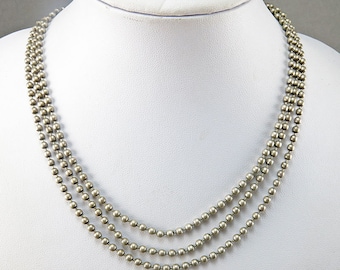 Vintage Necklace Silver Plates Beaded Necklace Chain Necklace Multi Strand Necklace