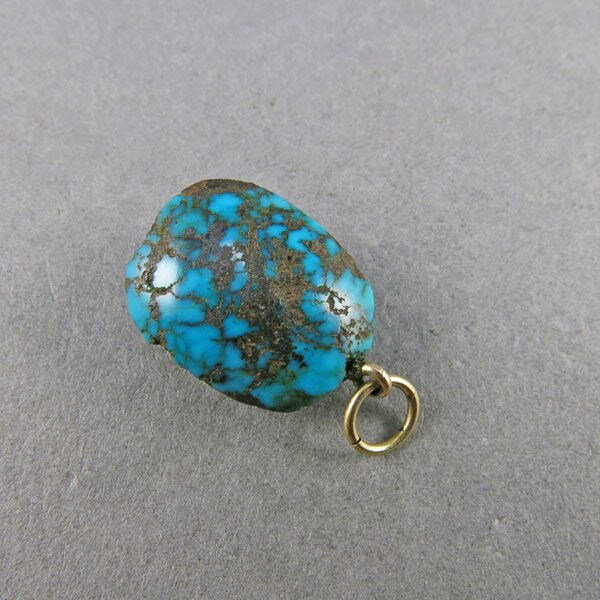 Antique Turquoise Bead Pendant With 9ct Gold Fittings Real Turquoise Jewelry Antiques Collectibles