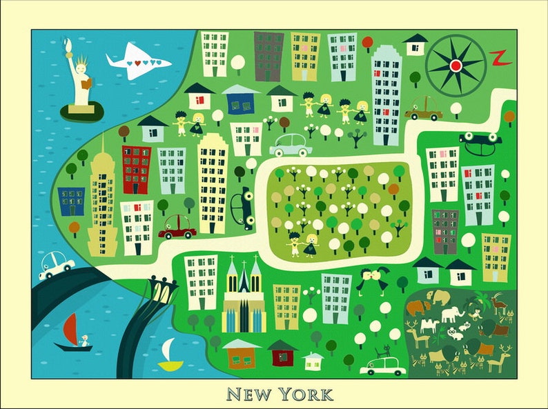 KIDS Maps Kids NEW YORK Map Childrens Maps Kids Map of New - Etsy