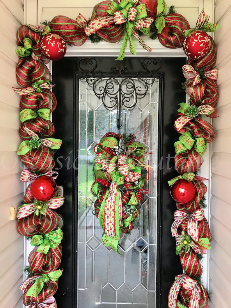 Christmas Wreath with Matching Garland Christmas Decor Door | Etsy