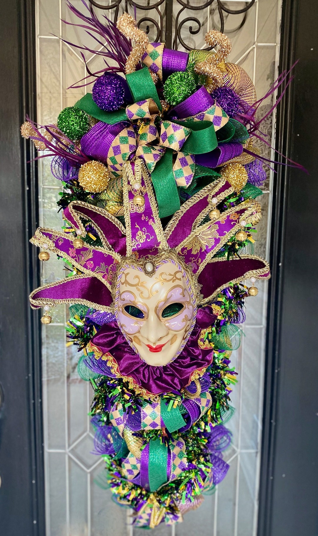 Mardi Gras Wreath Mardi Gras Door Swag Wreath for Door Door Etsy