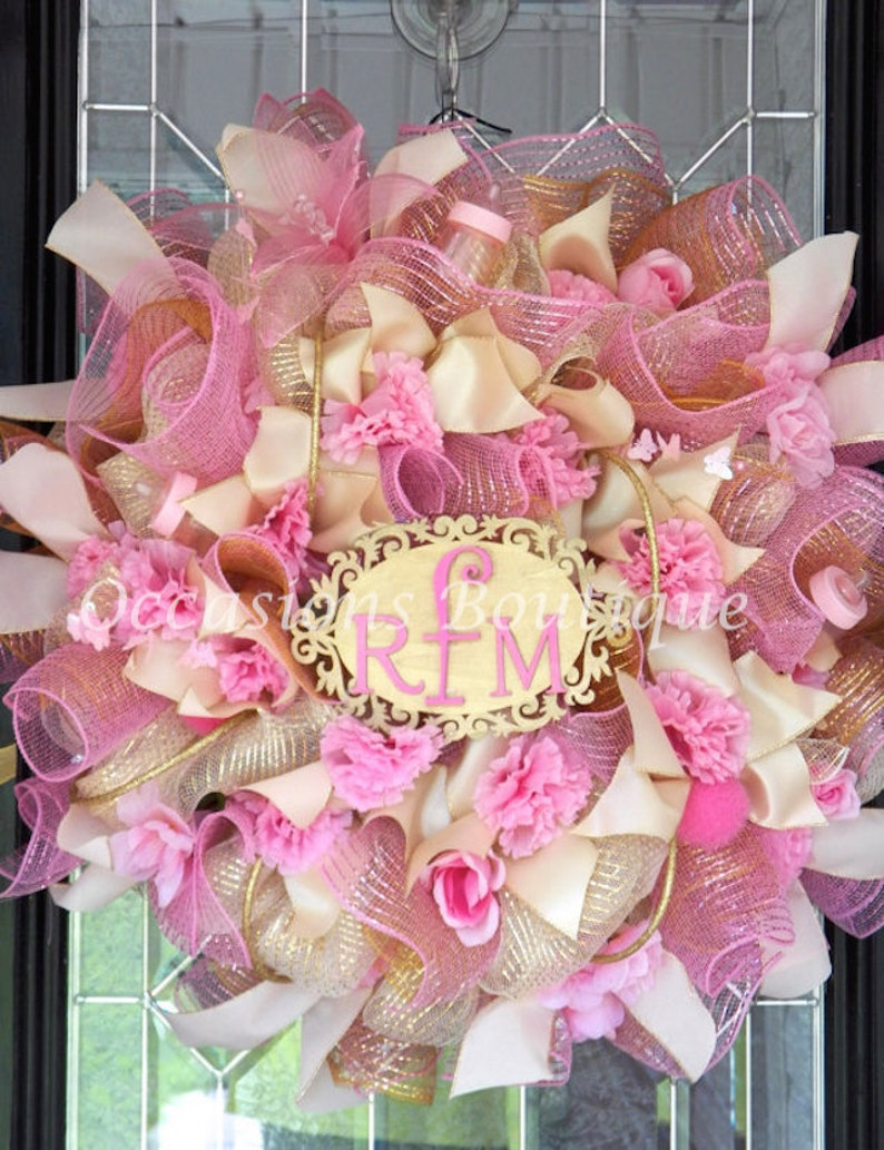 Hospital Door Hanger New Baby Welcoming Wreath Baby door hanger Made to Order It/'s a Girl Baby Shower Decoration Monogram Wreath
