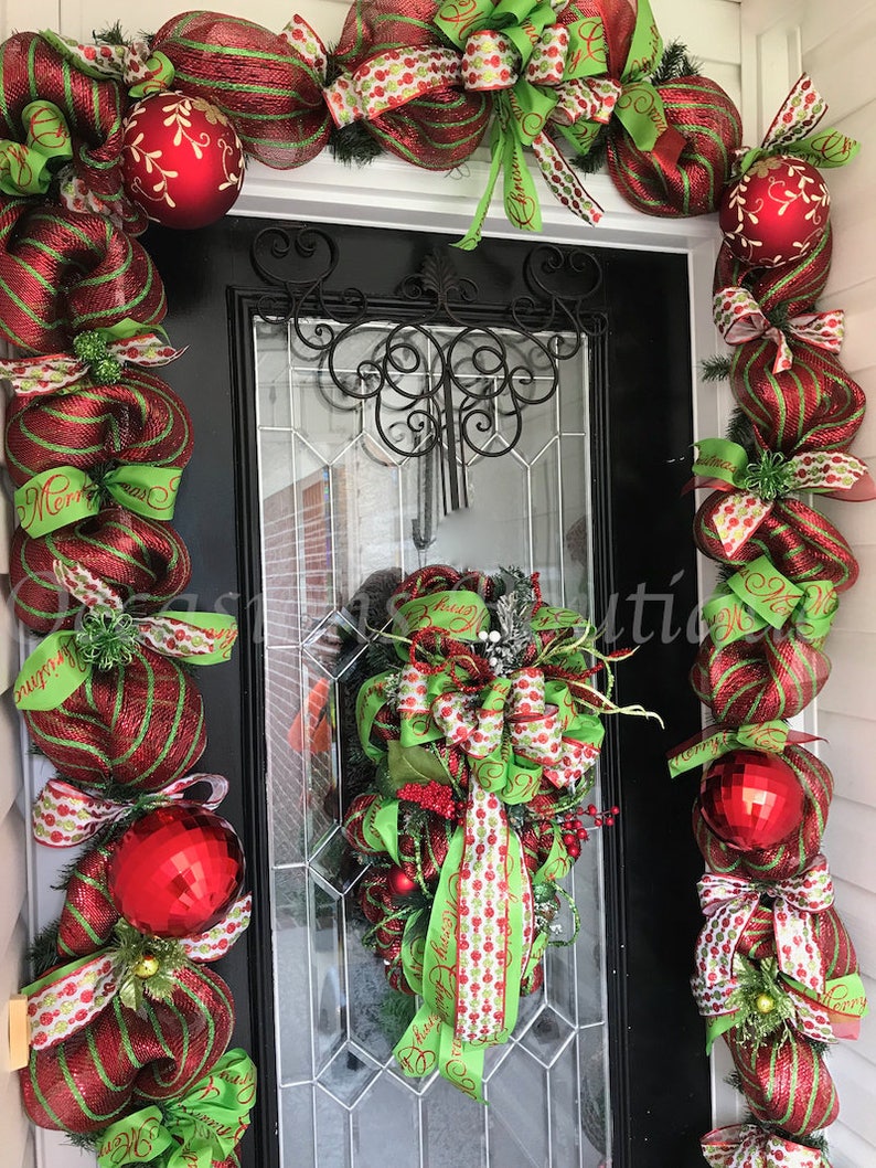 Christmas Wreath with Matching Garland Christmas Decor Door Etsy