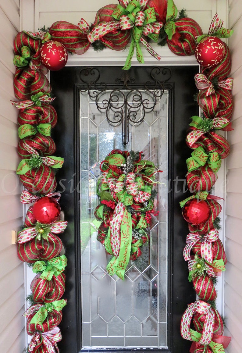 Christmas Wreath With Matching Garland Christmas Decor Door Etsy