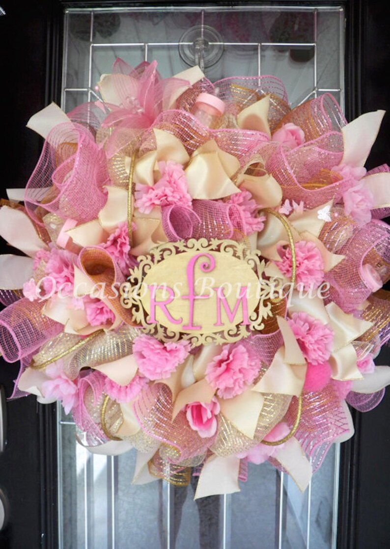 Hospital Door Hanger New Baby Welcoming Wreath Baby door hanger Made to Order It/'s a Girl Baby Shower Decoration Monogram Wreath