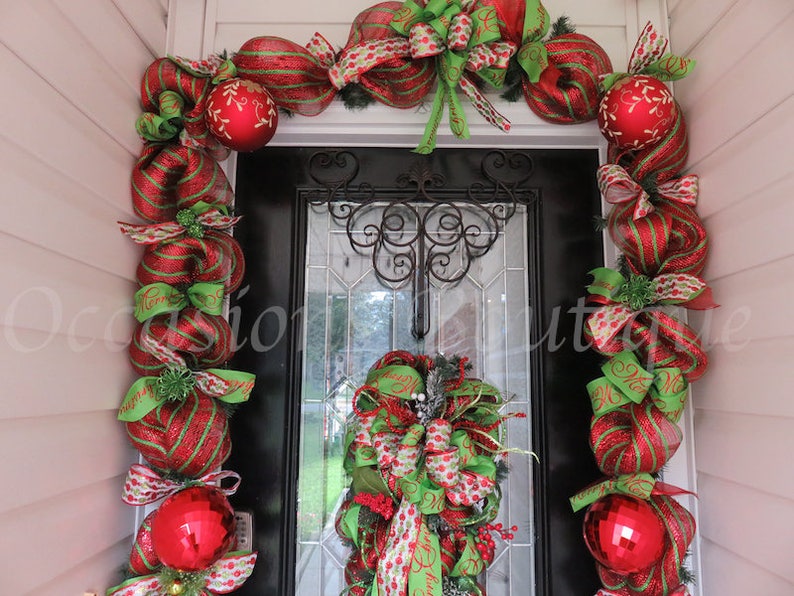Christmas Wreath with Matching Garland Christmas Decor Door Etsy