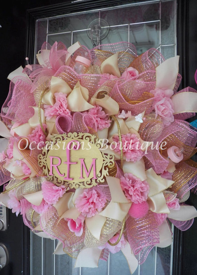 Hospital Door Hanger New Baby Welcoming Wreath Baby door hanger Made to Order It/'s a Girl Baby Shower Decoration Monogram Wreath