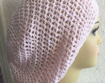 Slowchy Crocheted Pale Pink Boho Hat