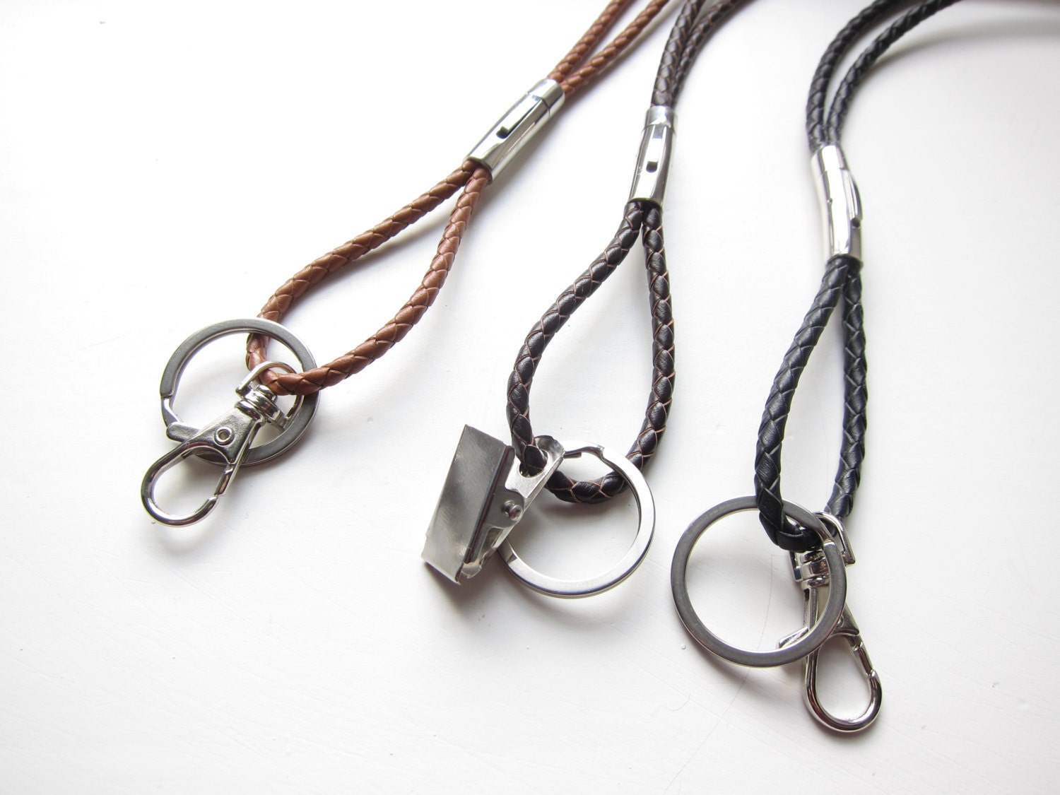 ID Lanyard Leather Lanyard Braided Cord Detachable Lanyard Etsy