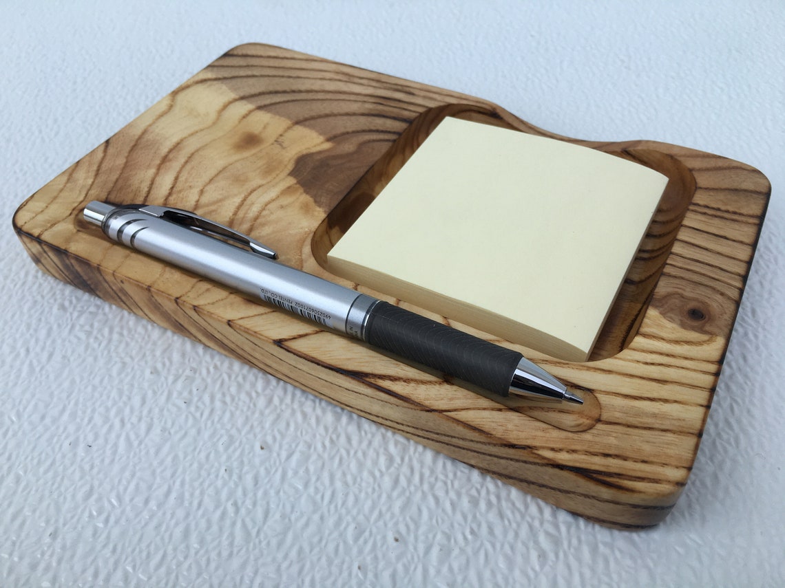 Wooden Sticky Note & Pen Holder Note Pad Holder Inkpen Etsy