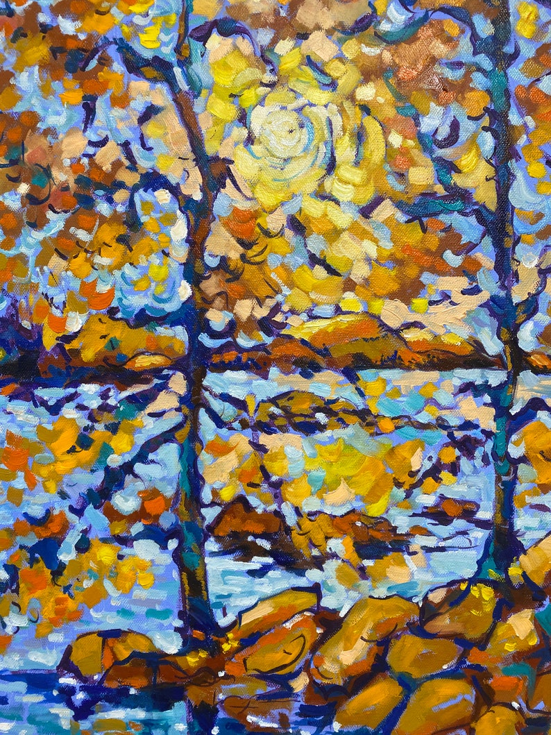 Fall painting Original oil painting on canvas 20x20' Fall landscape wall art Cottage decor Impressionistic Landscape by DianaOriginalArt image 4