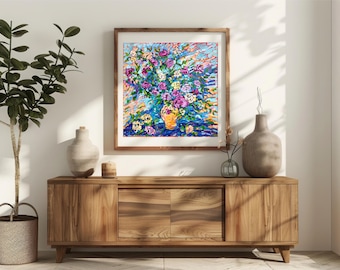 Roses Oil Painting on Canvas: Original Floral Impressionist Art (24x24')