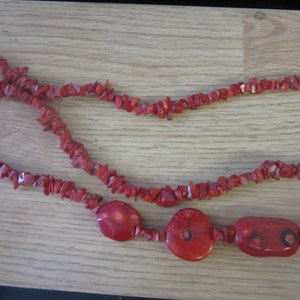 Long Natural Red Coral Chunky Necklace 44 Long image 4