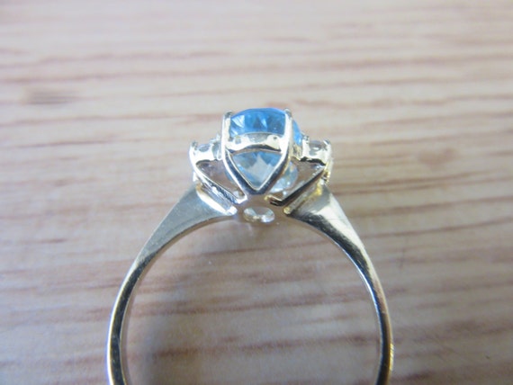 14K yellow gold oval blue topaz and 1/10ct diamon… - image 3