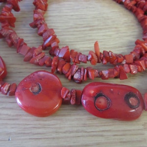 Long Natural Red Coral Chunky Necklace 44 Long image 2