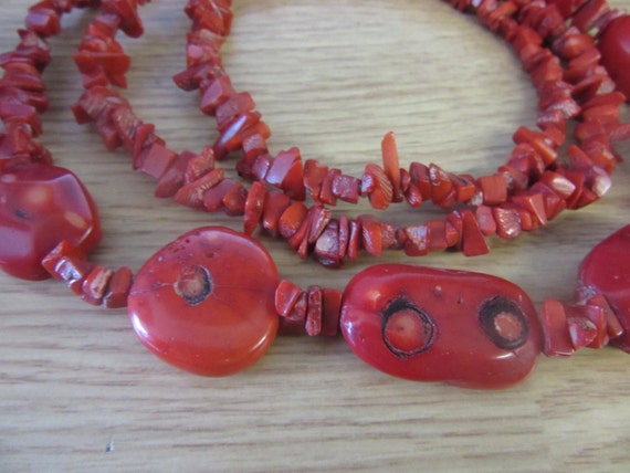 Long Natural Red Coral Chunky Necklace 44" Long - image 2