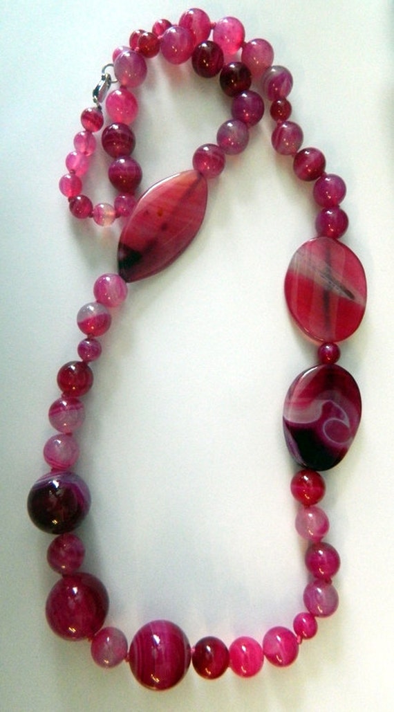 Raspberry Quartz Stalactite Bead Necklace 29 1/2"