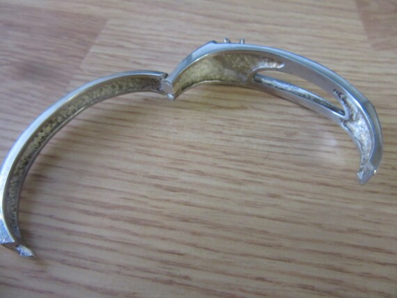 Sterling Silver Rhinestone Bangle Cuff Bracelet 4… - image 3