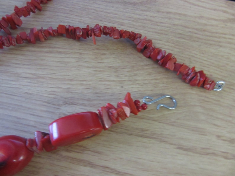 Long Natural Red Coral Chunky Necklace 44 Long image 3