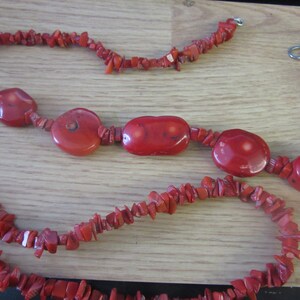 Long Natural Red Coral Chunky Necklace 44 Long image 5