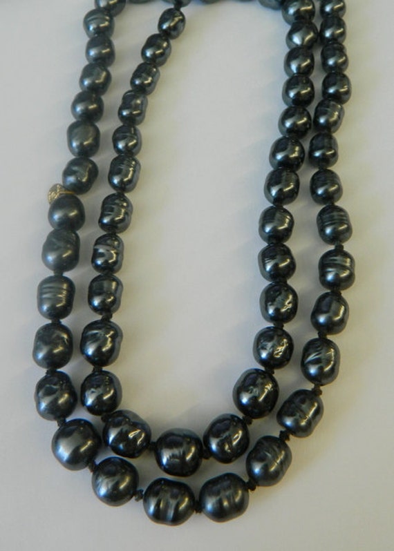 Vintage 38" Chanel Gunmetal Baroque Pearl Necklace