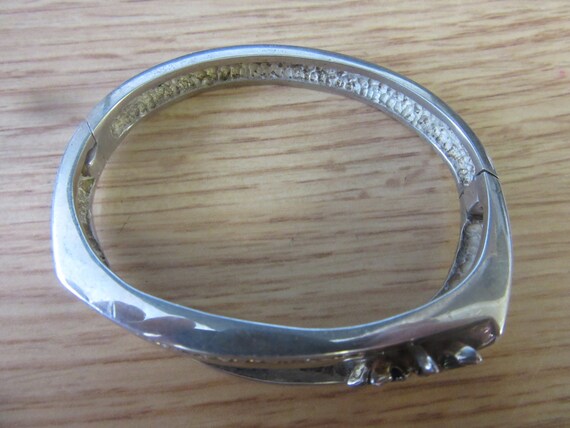 Sterling Silver Rhinestone Bangle Cuff Bracelet 4… - image 2