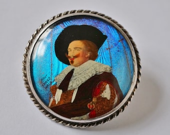 Broszka ze srebra próby 925 w kształcie motyla Laughing Cavalier, TL. Mott, Art Deco, sygnowana według Franza Halsa, lata 20. XX wieku, angielska, z pudełkiem