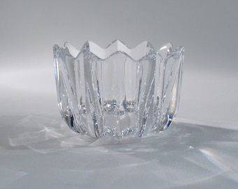 Vintage Orrefors crystal Fleur bowl by Jan Johansson, signed, 1980s ca, Sweden