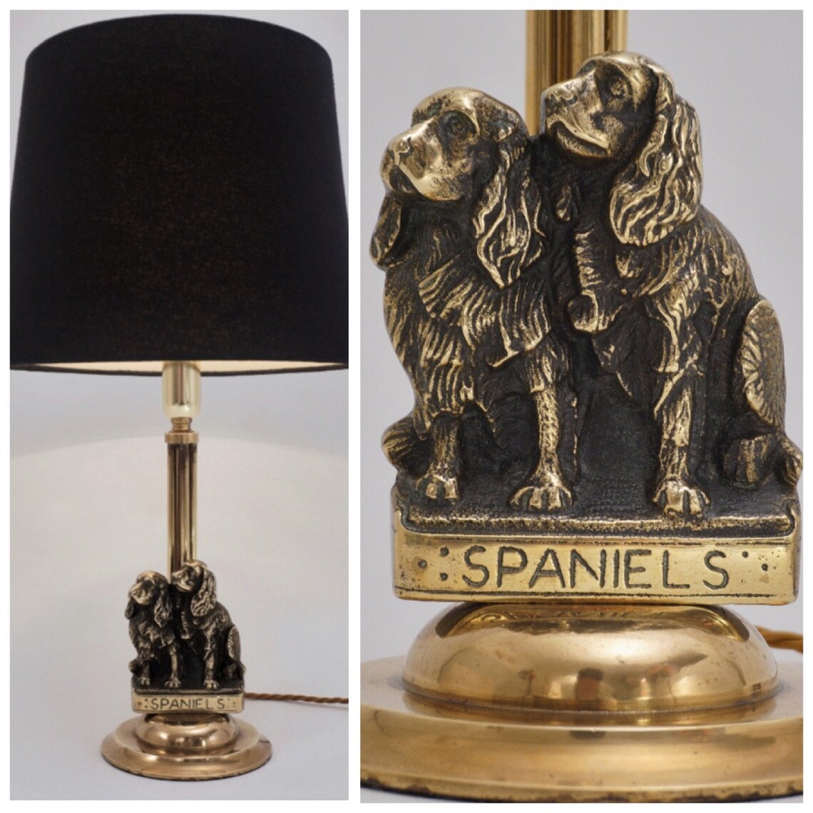 Brass Dog Antique Table Lamp Art Deco Spaniels by ELPEC Brass Etsy Israel