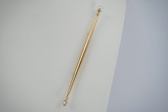 Butler & Wilson vintage giant pin gold plated sce… - image 4