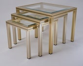 Pierre Vandel Paris nest of side tables, gold gilt brass, 1970s ca, French