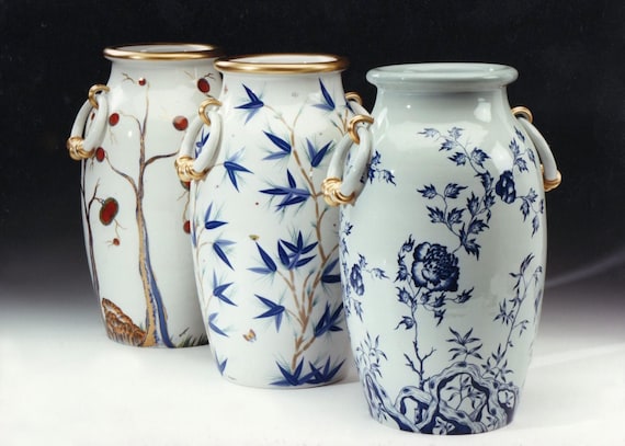 Giulia Mangani Vintage Porcelain Lamp Chinoiserie Style, Hand