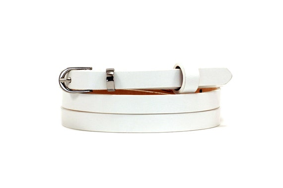 white skinny belt