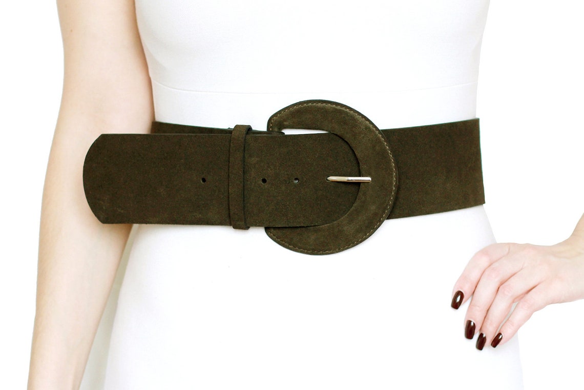 Wide brown belt leather belt suede belt brown womens belt Etsy