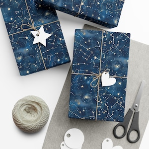 Carta da regalo celeste per regali stellari, carta da regalo con stampa zodiacale, carta da regalo per compleanni cosmici, articoli per feste astrologiche,