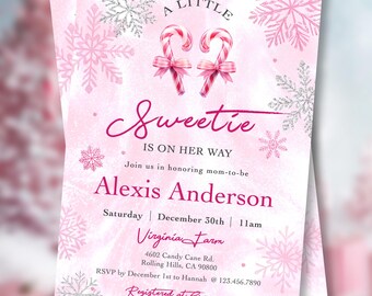 Little Sweetie Is On The Way Baby Shower Invitation, Winter Candy Shower Template, Girl Shower Digital Download