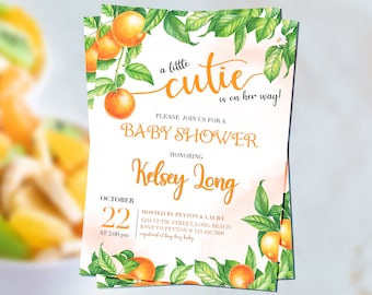 Editable A Little Cutie is on the Way Baby Shower Invitation, Little Cutie Shower | Baby Girl | Baby Boy | Editable Invite