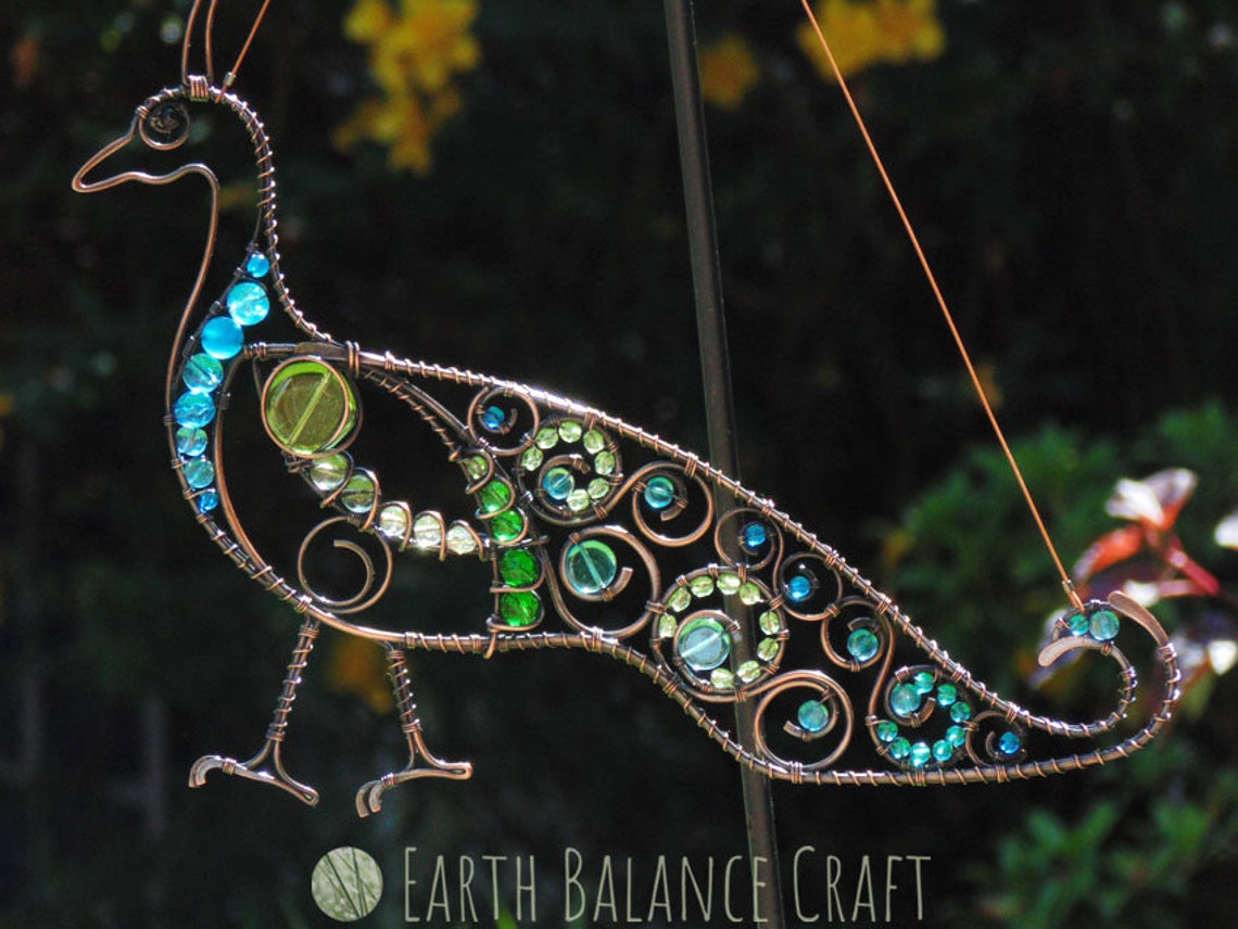 Peacock Suncatcher, Ornate Metal Art, Peacock Bird, Garden Ornament