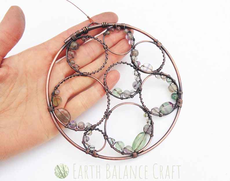 Ocean Suncatcher, Metal Garden Art, Geometric Circles, Beach Hou Ocean Suncatcher, Metal Garden Art, Geometric Circles, Beach Hou