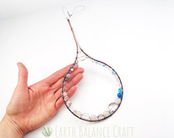 Gemstone Raindrop Suncatcher: Copper Wire Weather Ornament
